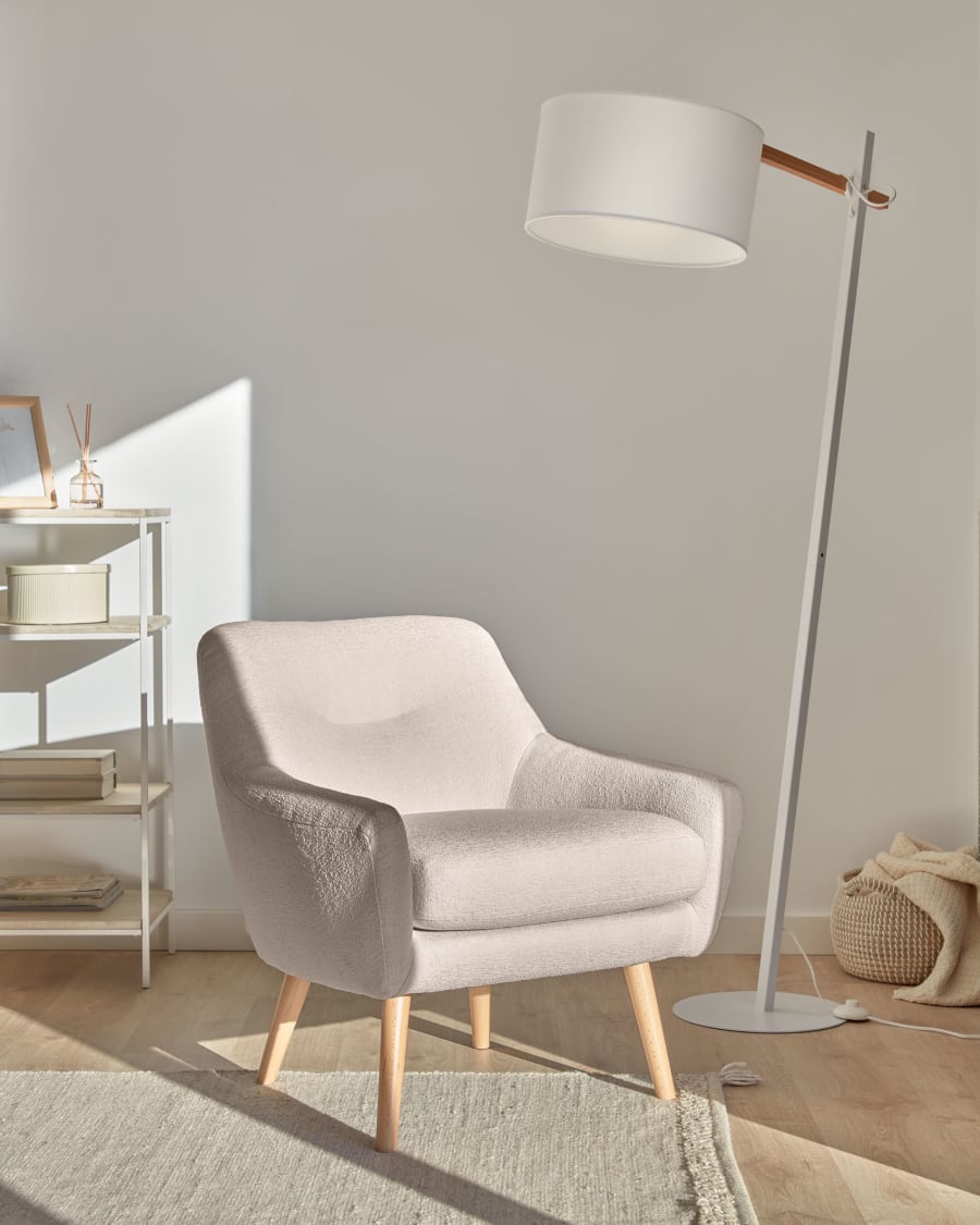 Candela armchair in grey micro bouclé FSC Mix Credit