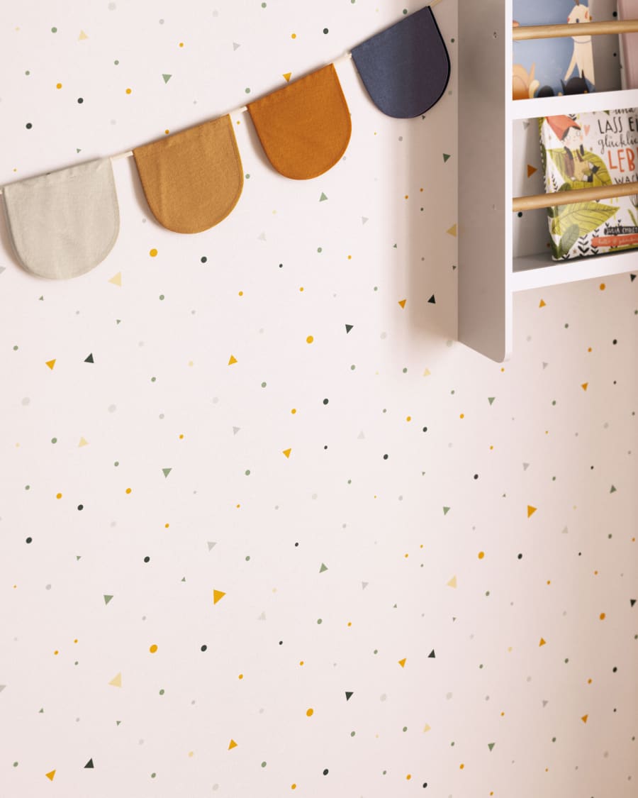 Miris wallpaper with green and mustard spots and triangles 10 x 0.53 m FSC MIX Credit