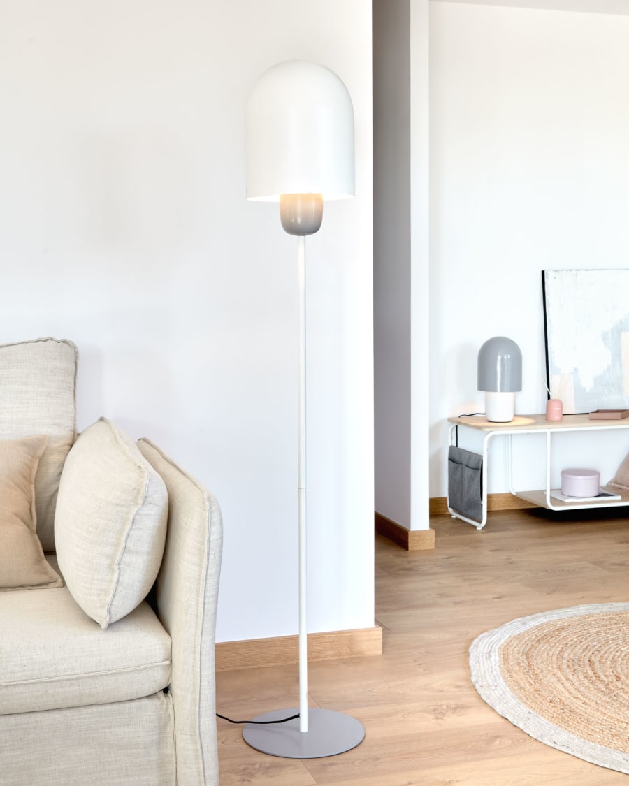 Brittany floor lamp in metal with white and grey painted finishing.