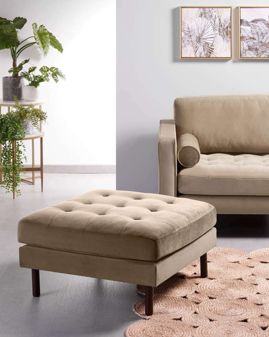 Debra 2 seater sofa in beige velvet, 182 cm