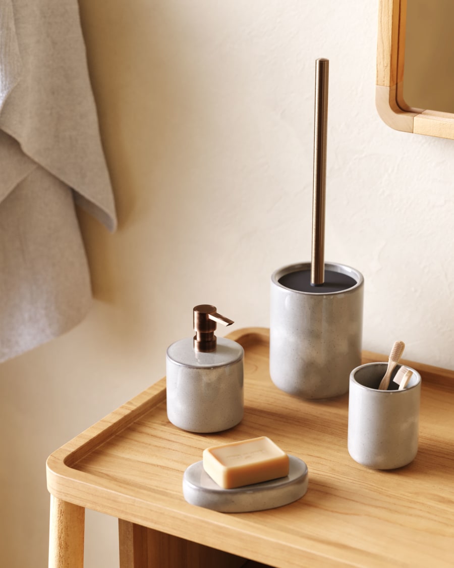 Chavela grey ceramic toothbrush holder