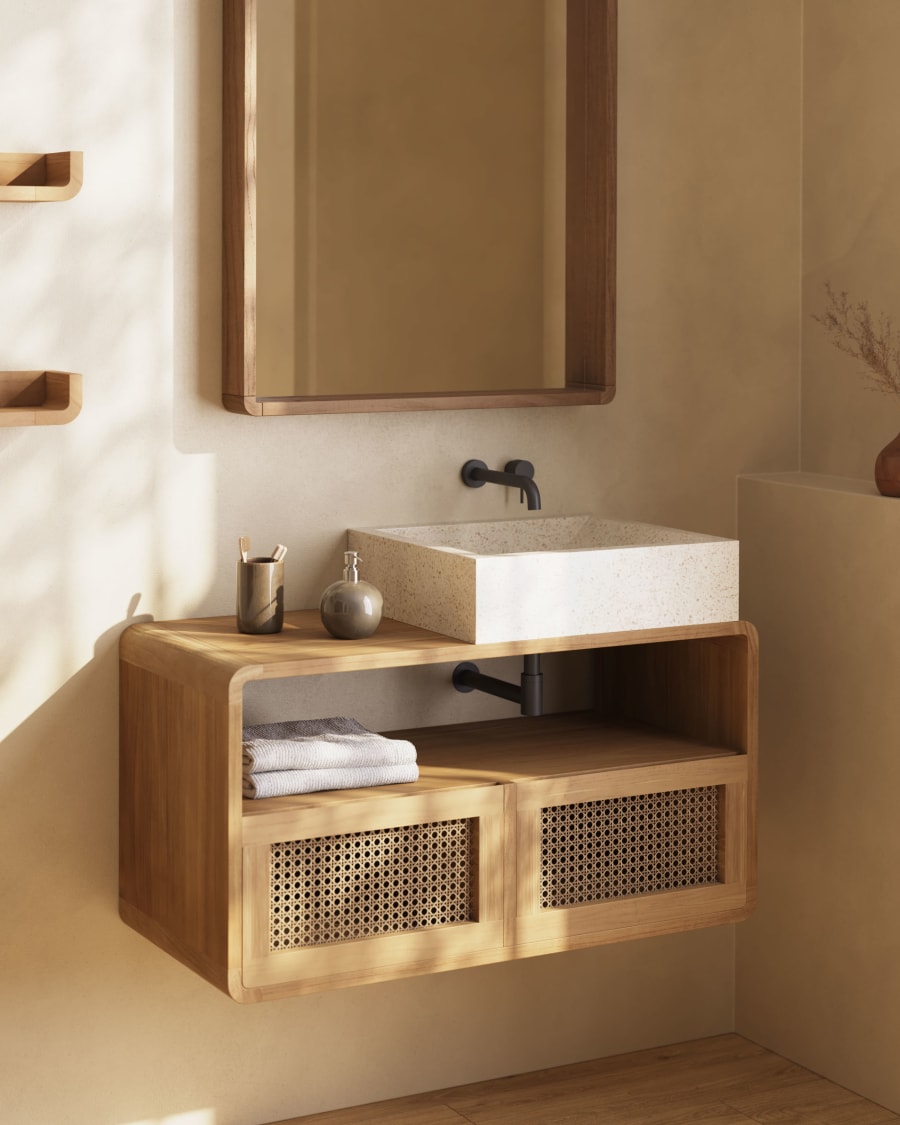 Delina countertop washbasin in white terrazzo 40 x 45 cm