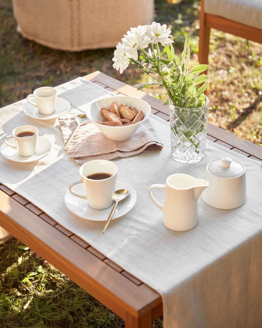Pierina small porcelain coffee cup and saucer in white