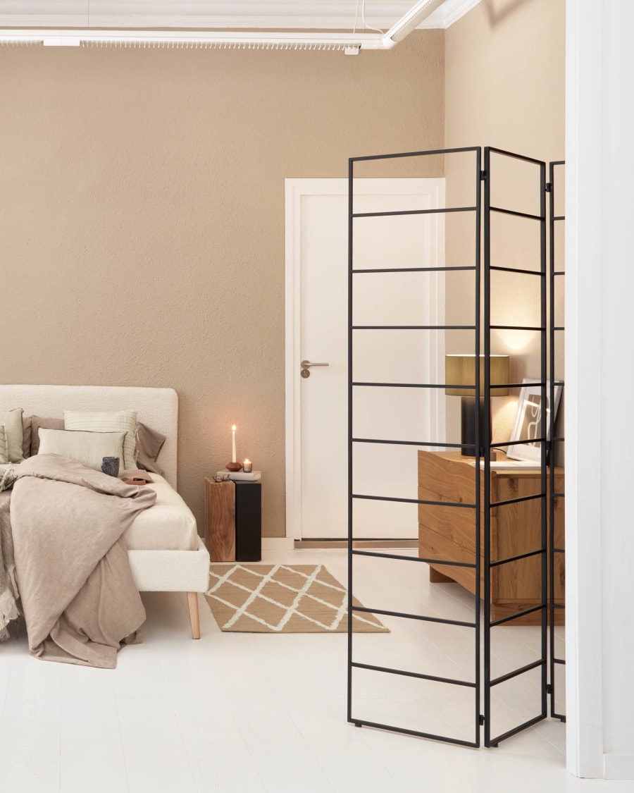 Ondine black metal room divider 124,5 x 184 cm