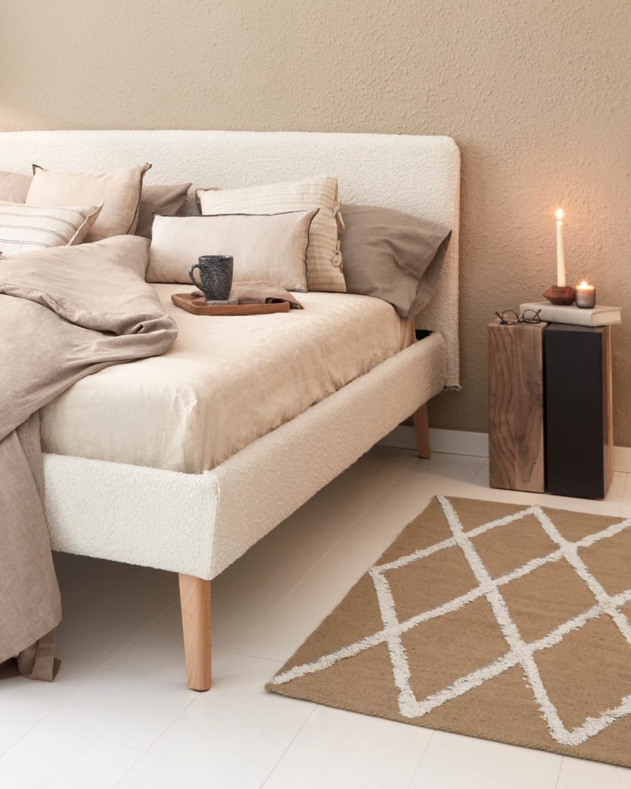Dyla bed cover in white bouclé for a 160 x 200 cm mattress