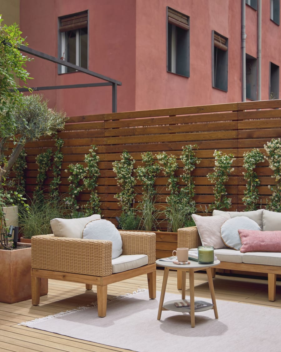 Giana armchair in solid acacia wood and rattan FSC 100%