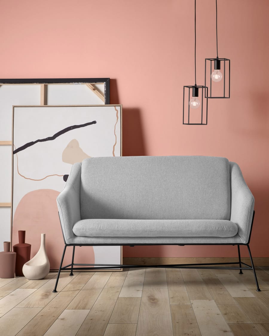 Brida 2 seater sofa in lightgrey, 128 cm