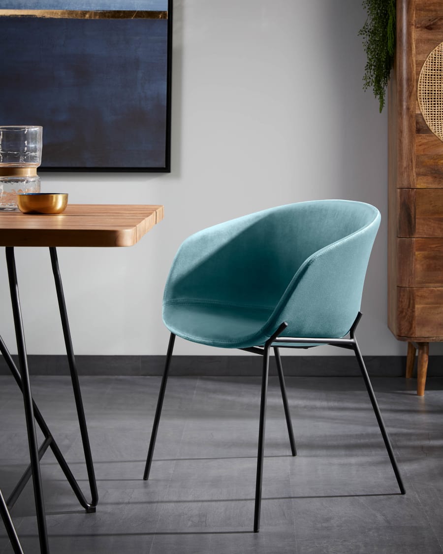 Yvette turquoise velvet chair