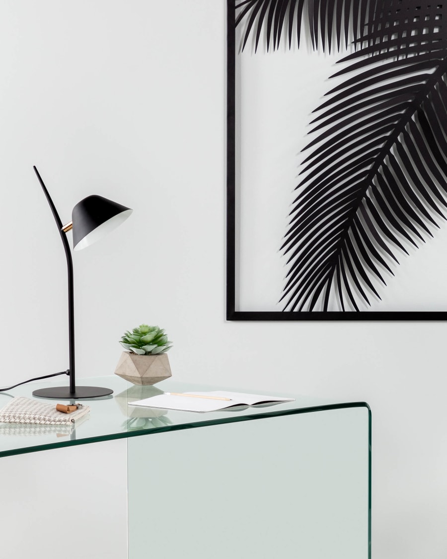 Aurelia table lamp in steel with black finish UK adapter