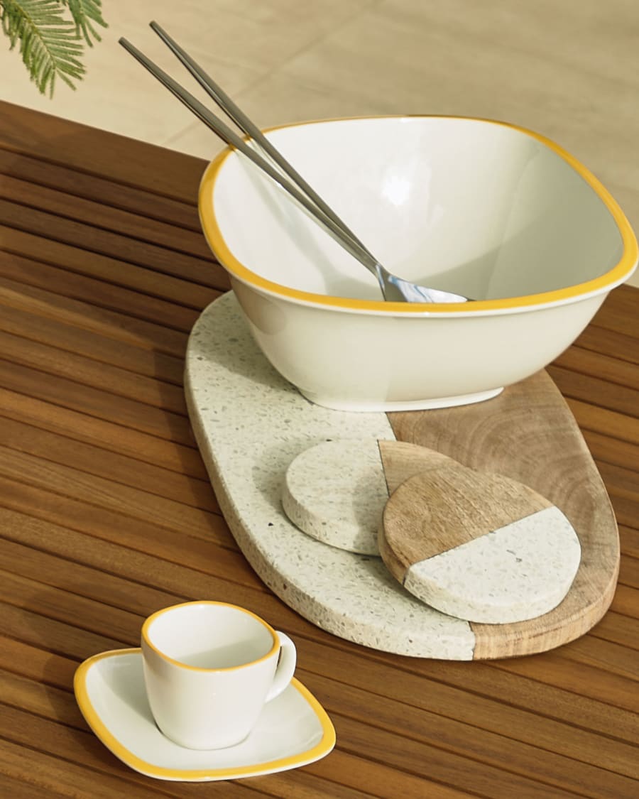 Augustine granite and wood serving board