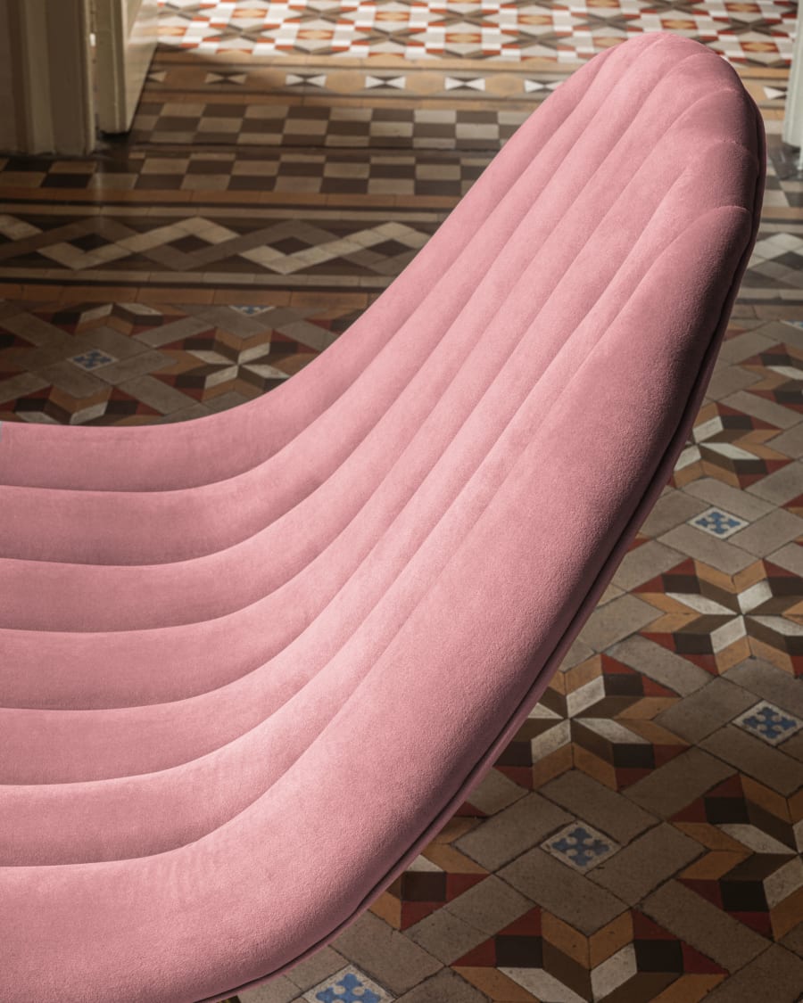 Marlene pink velvet chair with steel legs with gold finish