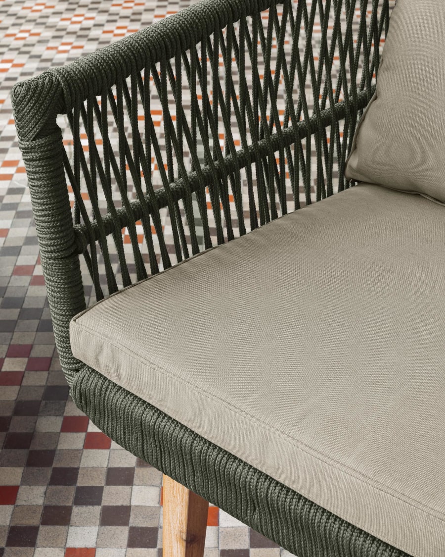 Set Inti 2-Sitzer Sofa und 2 Stühle mit grünem Seil FSC 100%