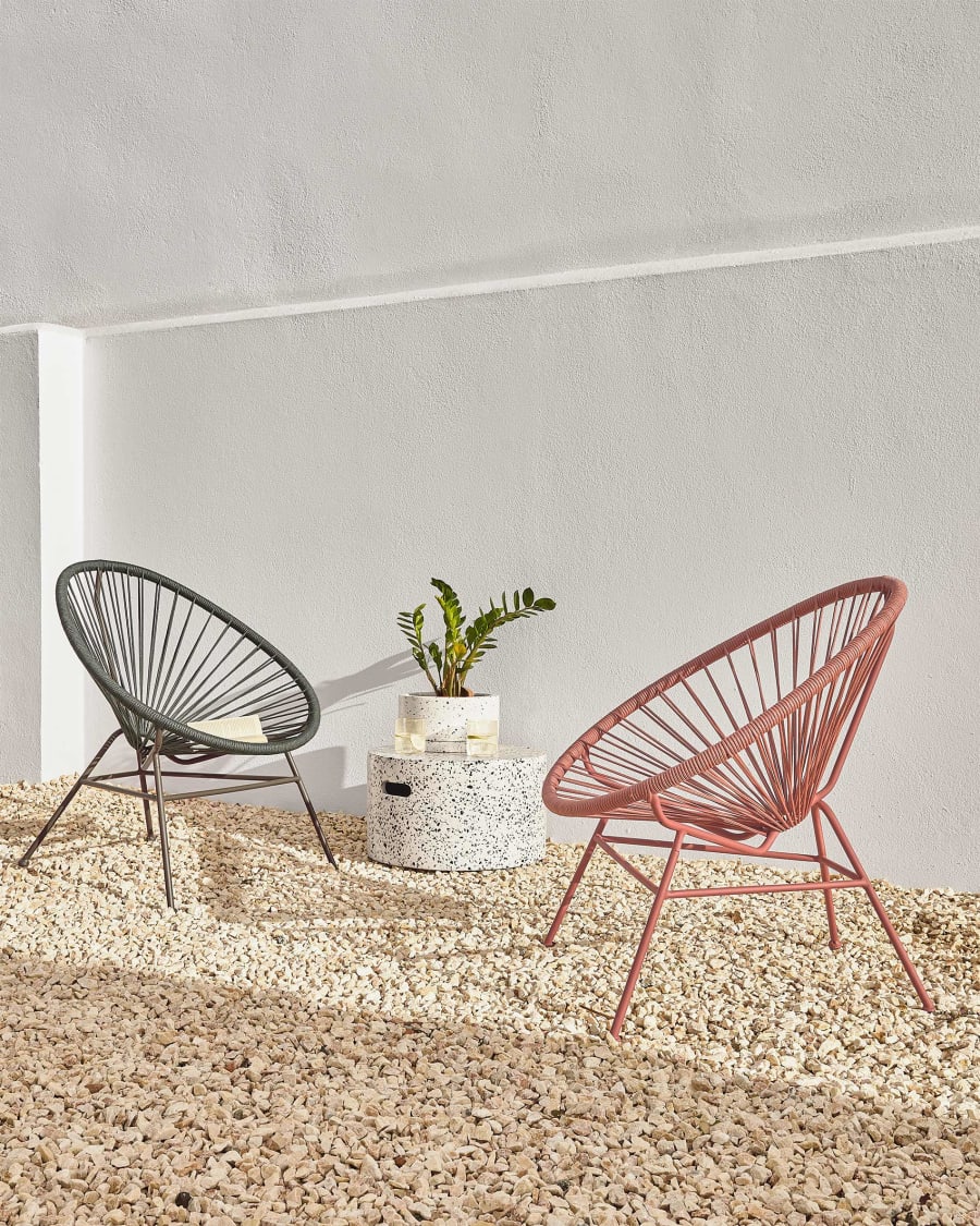 Lelis set of two planters with white terrazzo dish, 30 cm