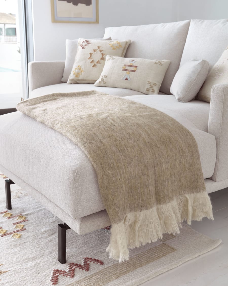 Galene 3 seater sofa with right-hand chaise longue in beige, 214 cm FSC Mix Credit