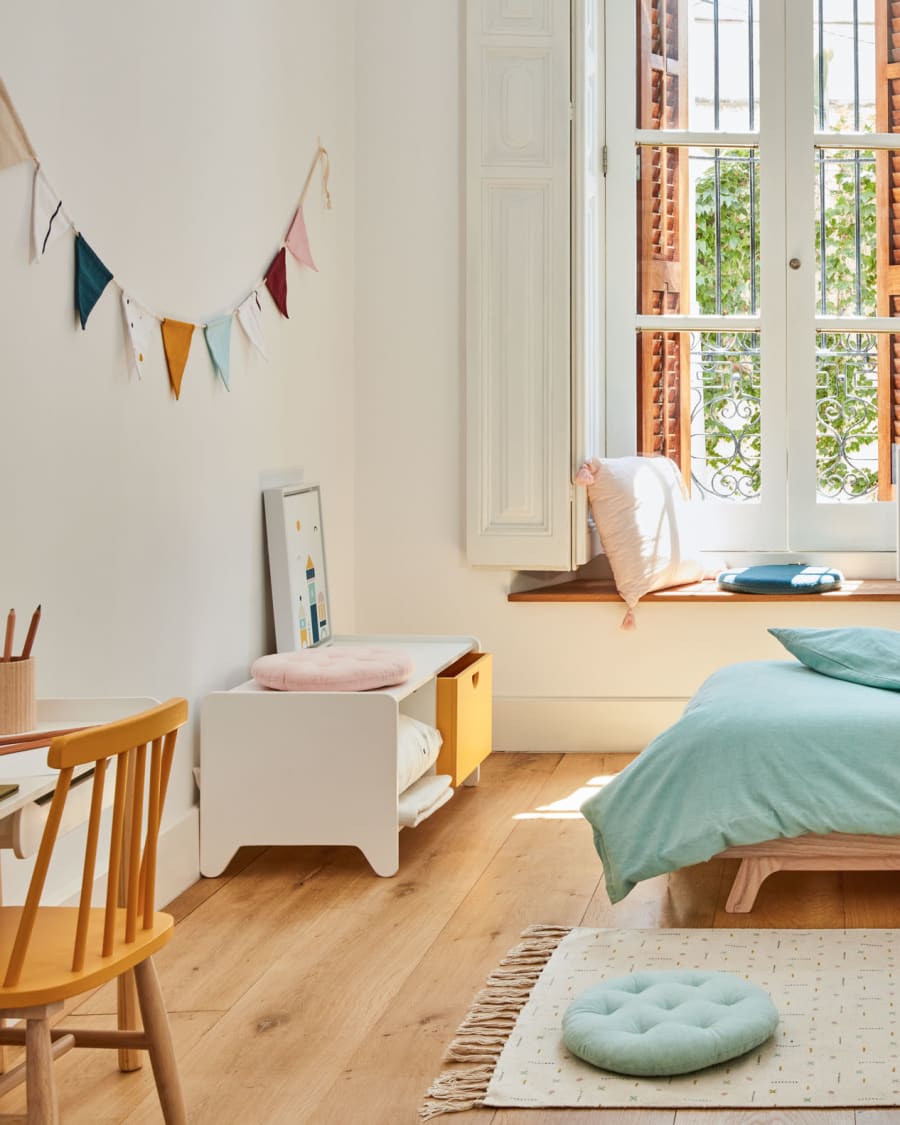 Etelvina floor cushion in turquoise 100% organic GOTS-certified cotton Ø 35 cm