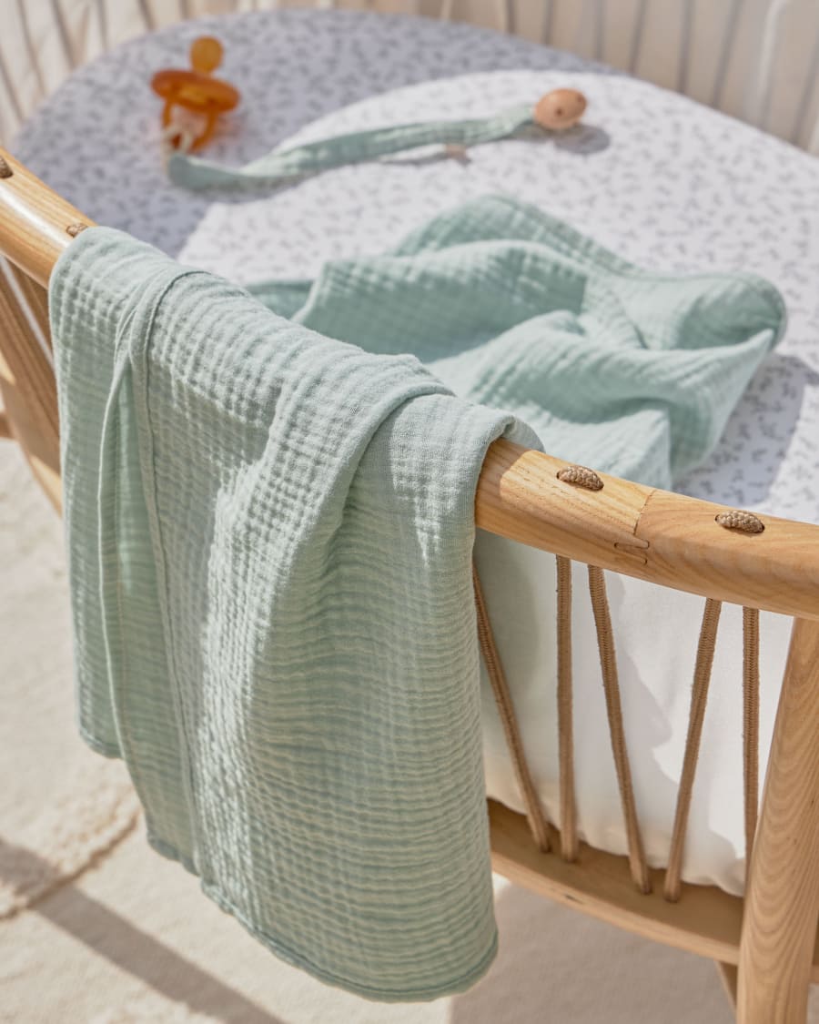 Yamile set of 2 muslins 100% organic cotton (GOTS) in turquoise and mustard