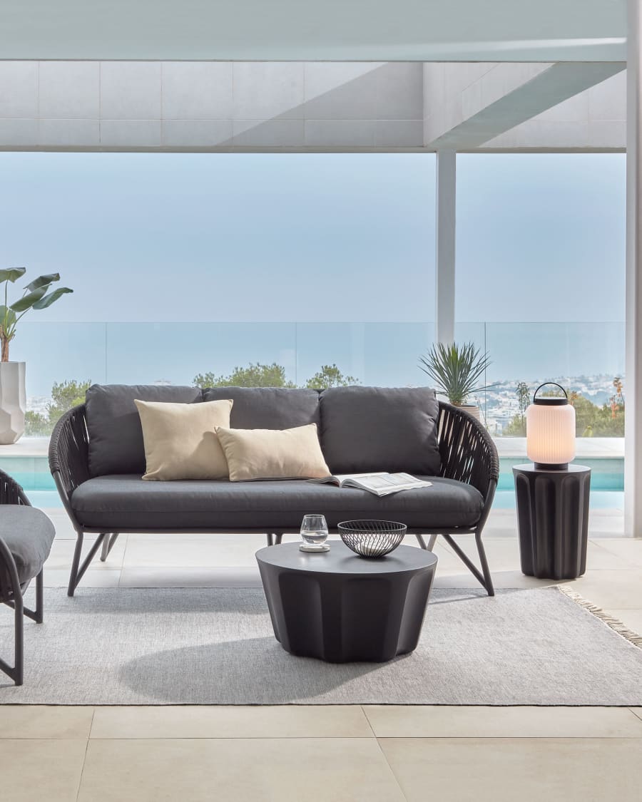 3 seater Branzie sofa in black cord, 180 cm