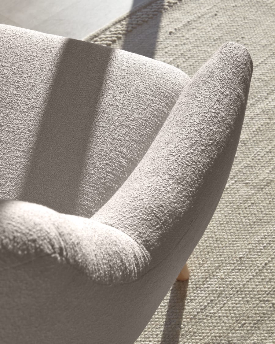 Candela armchair in grey micro bouclé FSC Mix Credit