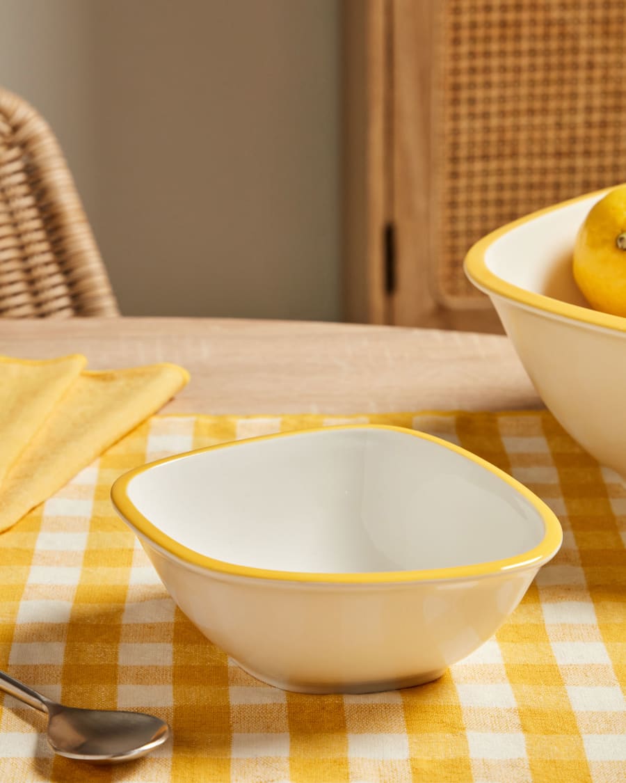 Odalin small porcelain bowl in yellow and white