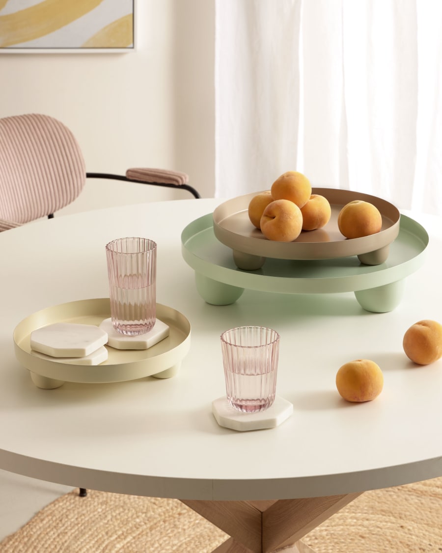 Claria set of 4 heptagonal coasters in white marble