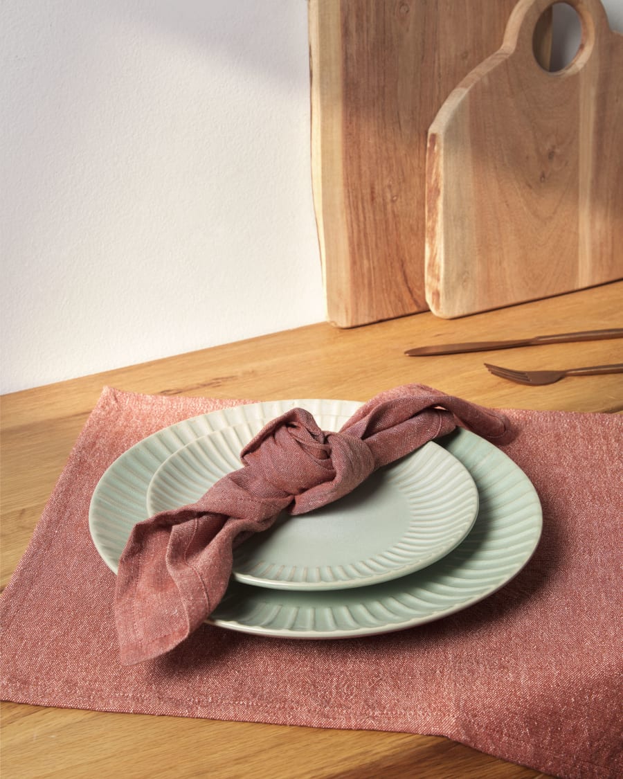 Itziar flat ceramic plate in green