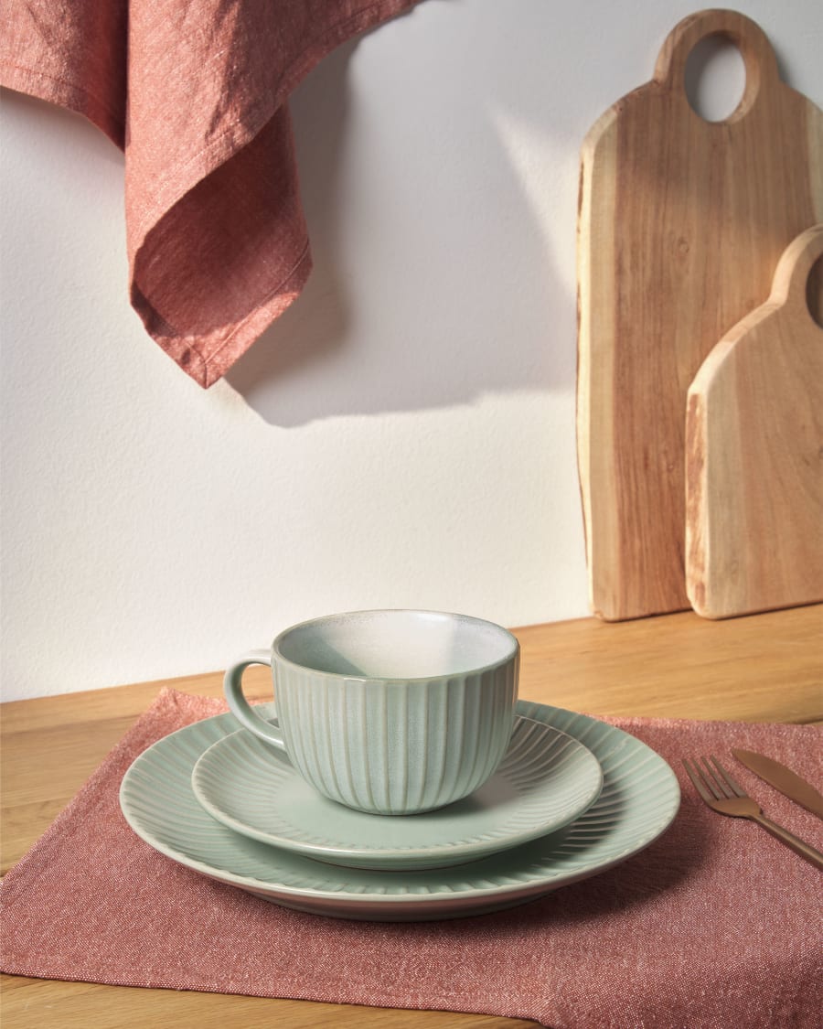 Itziar ceramic dessert plate in green