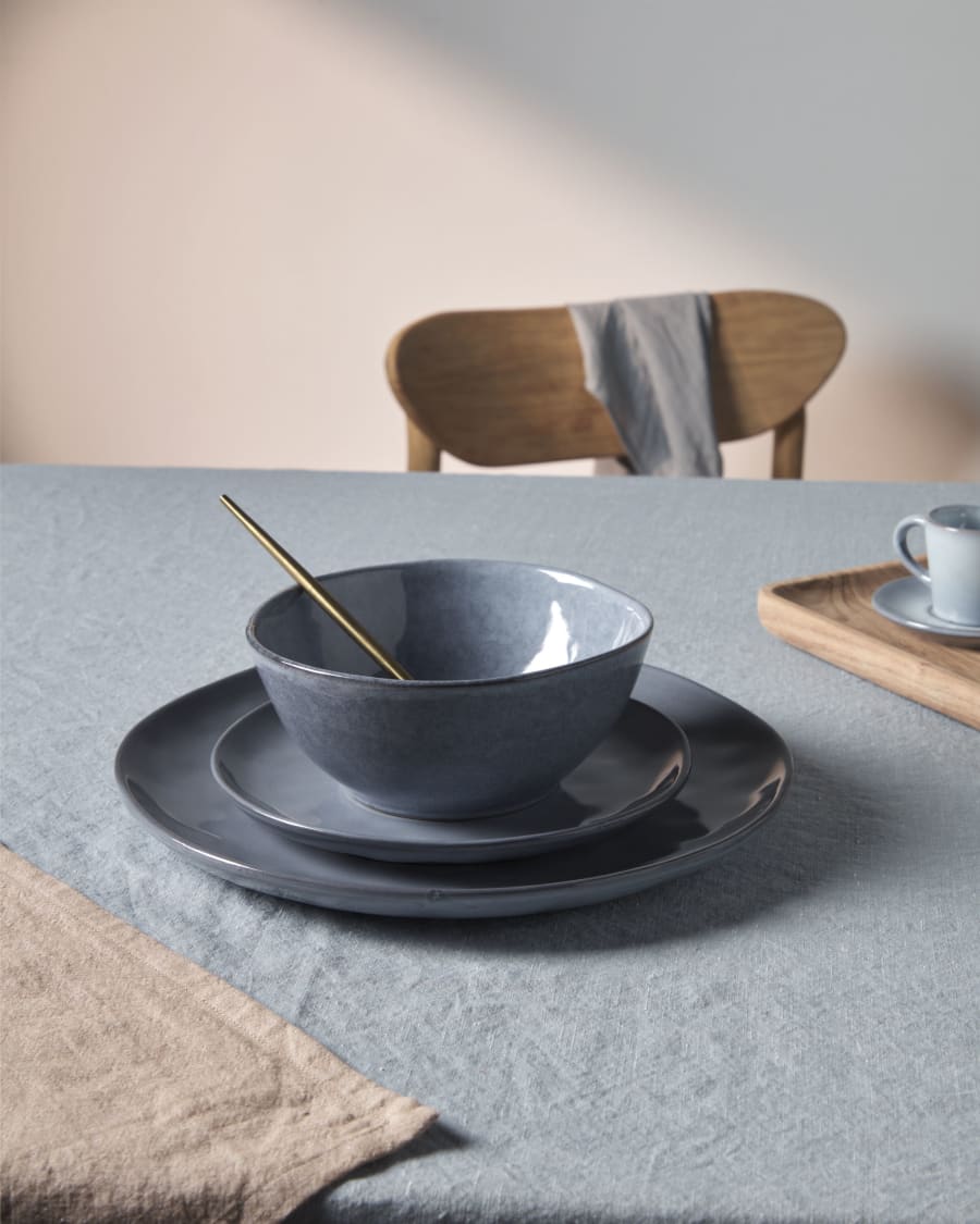 Airena flat ceramic plate in blue