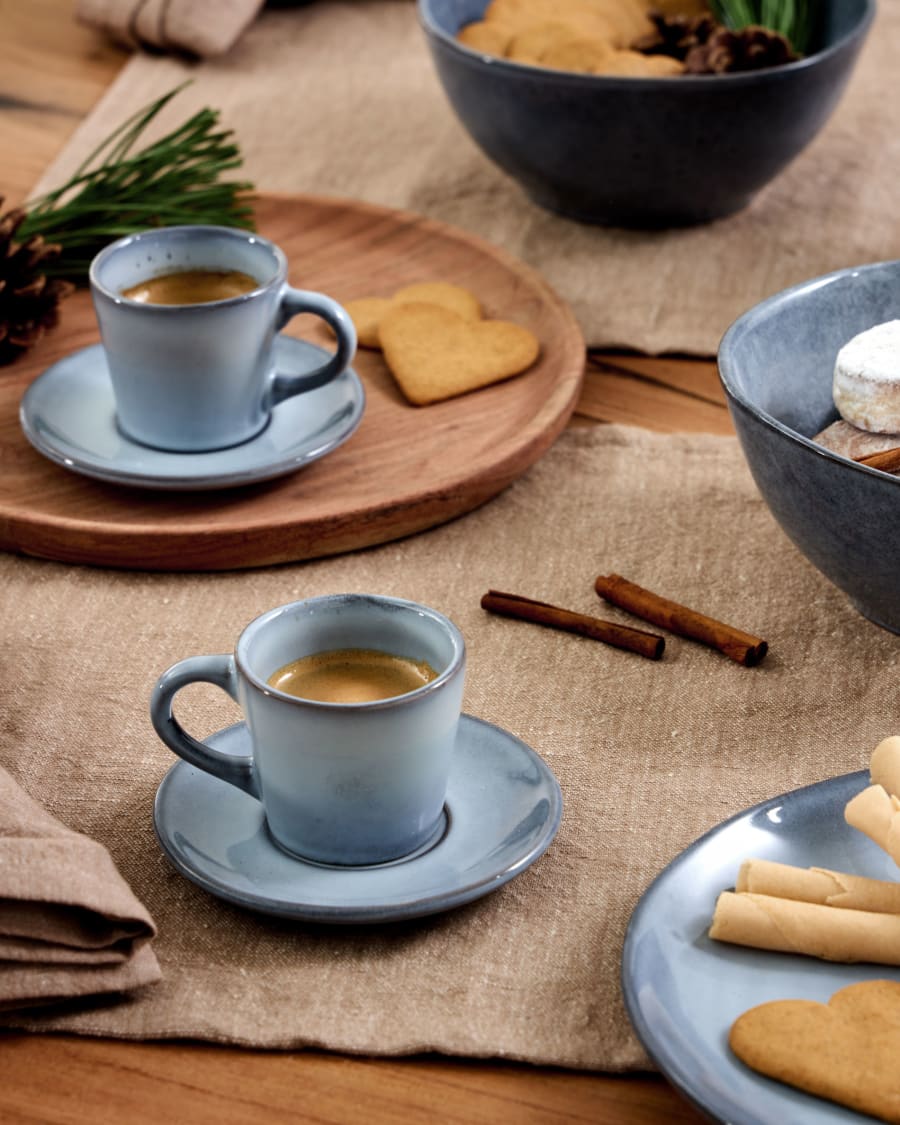 Κεραμικό φλυτζάνι καφέ με πιατάκι Airena, μπλε