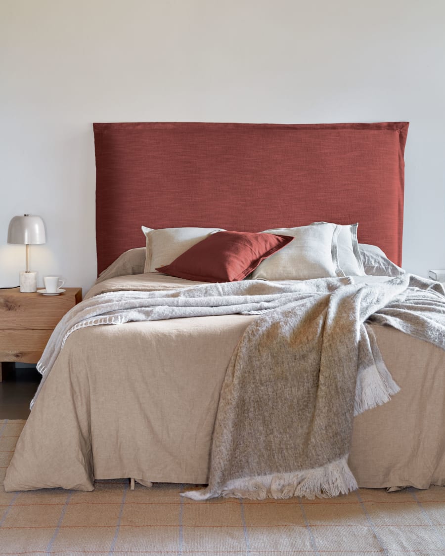 Tanit headboard with maroon linen removable cover, for 200 cm beds