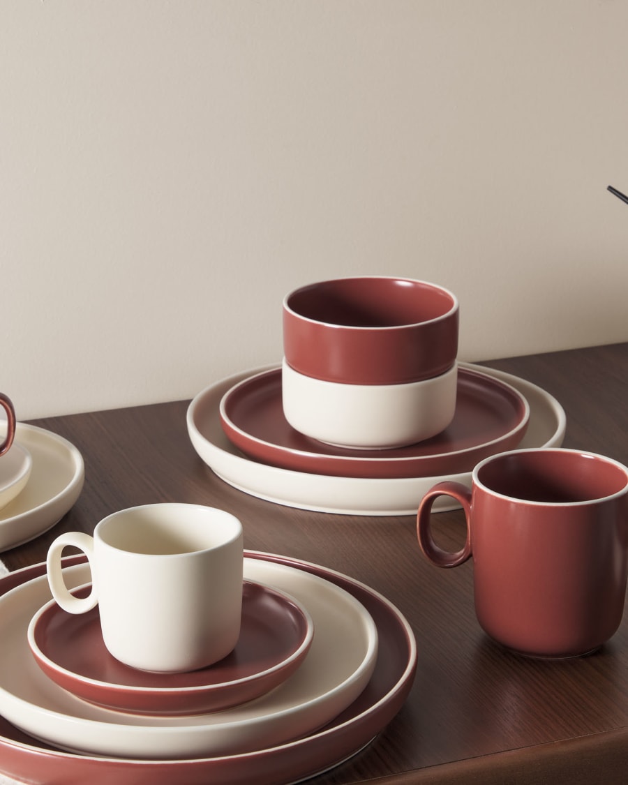 Roperta porcelain coffee cup and saucer in terracotta