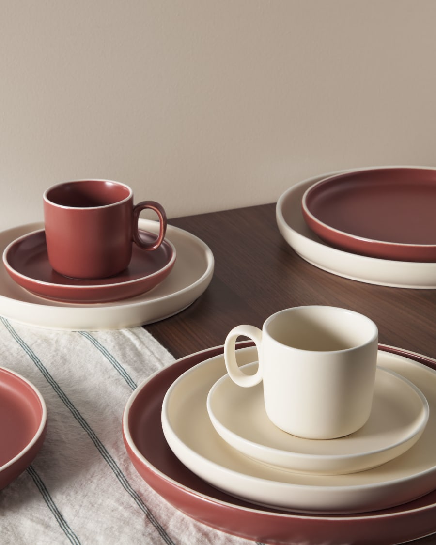 Roperta porcelain dessert plate in beige