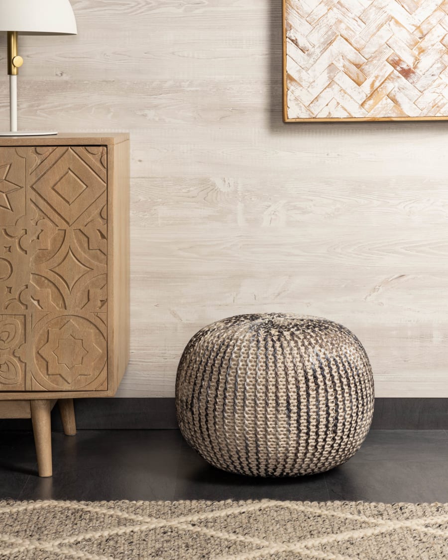 White and silver Shott pouf Ø 45 cm