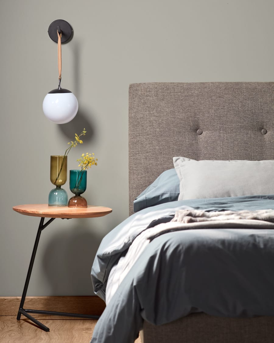 Asha set of 2 solid acacia wood and steel side table, Ø 40 cm / Ø 40 cm