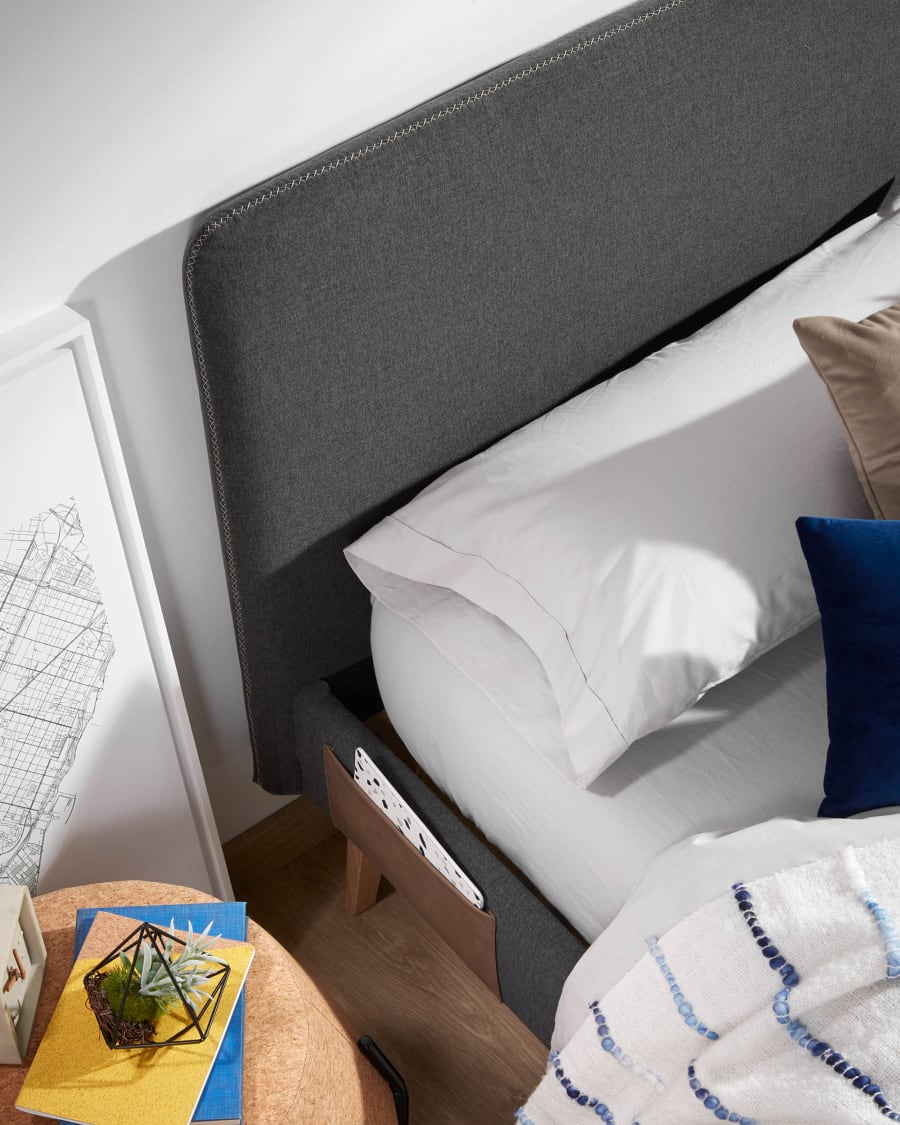 Dyla headboard with removable cover in black, for 150 cm bed FSC Mix Credit