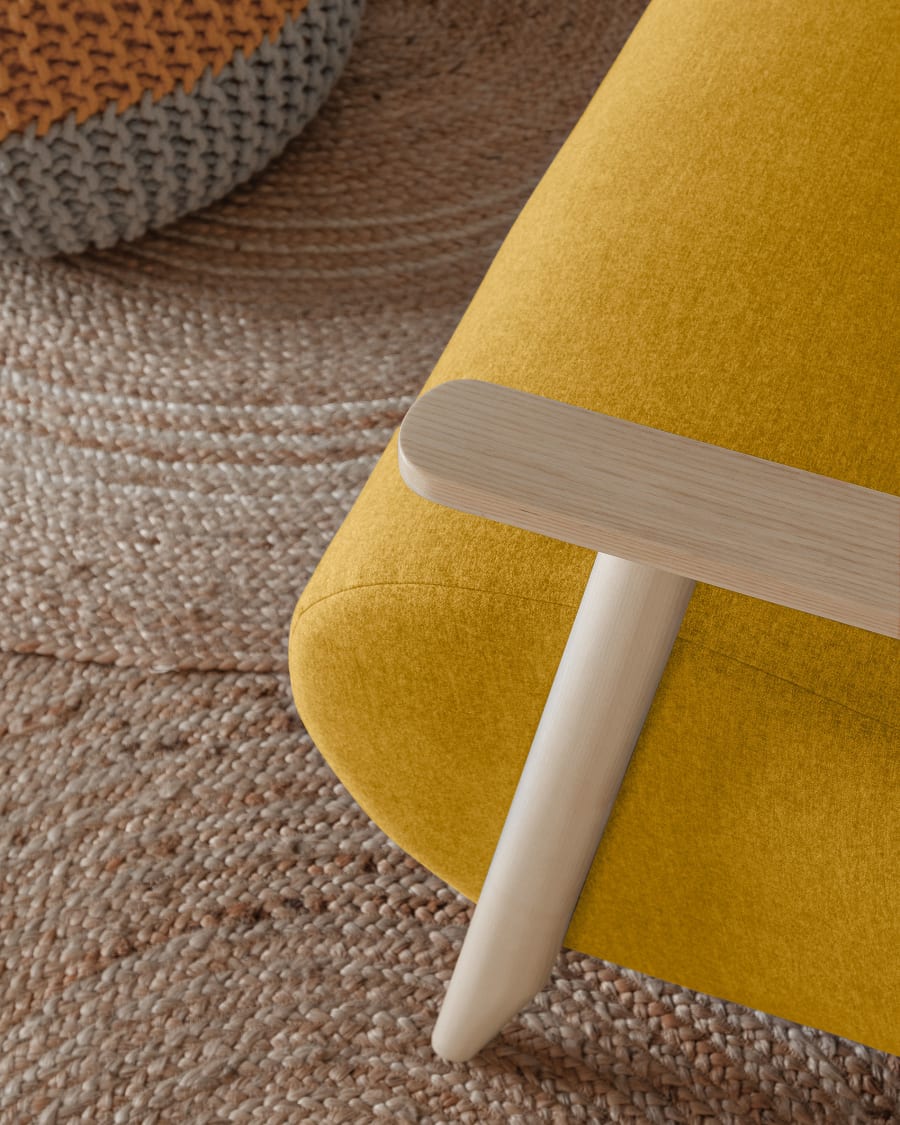 Meghan armchair in mustard with solid ash legs with natural finish