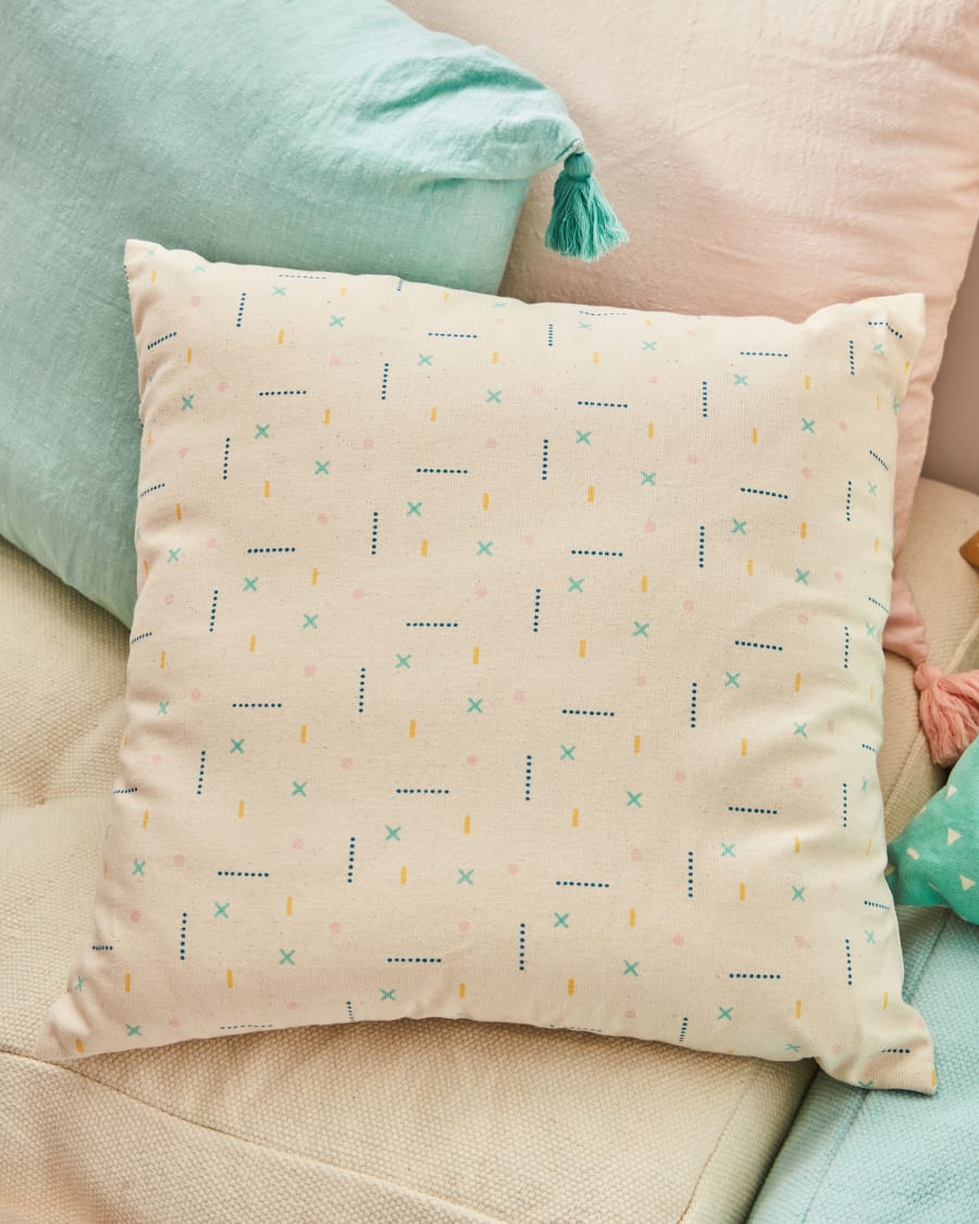 Zale 100% cotton multi-coloured cushion cover 45 x 45 cm
