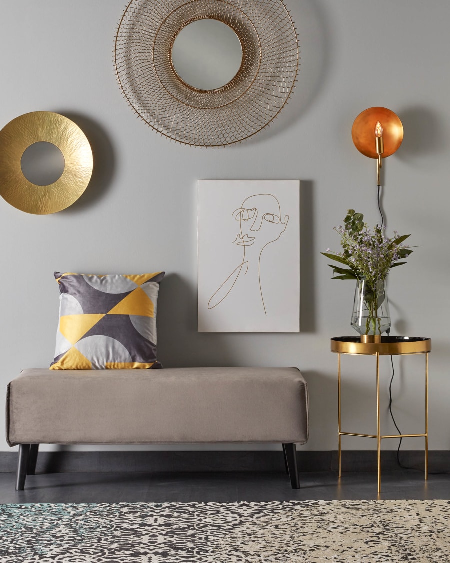 Grey velvet Dyla bench 111 cm