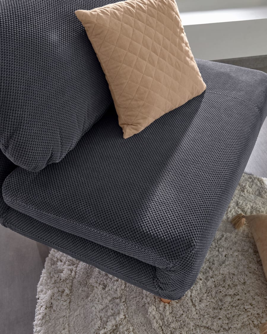 2θ καναπές-κρεβάτι Keren, σκούρο γκρι κοτλέ, 106εκ