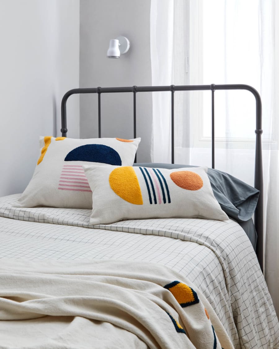 Natala 100% cotton blue semicircle cushion cover white 45 x 45 cm
