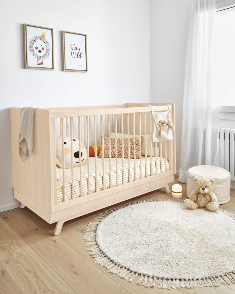 Uriana 100% cotton lion cushion cover in beige Ø 45 cm