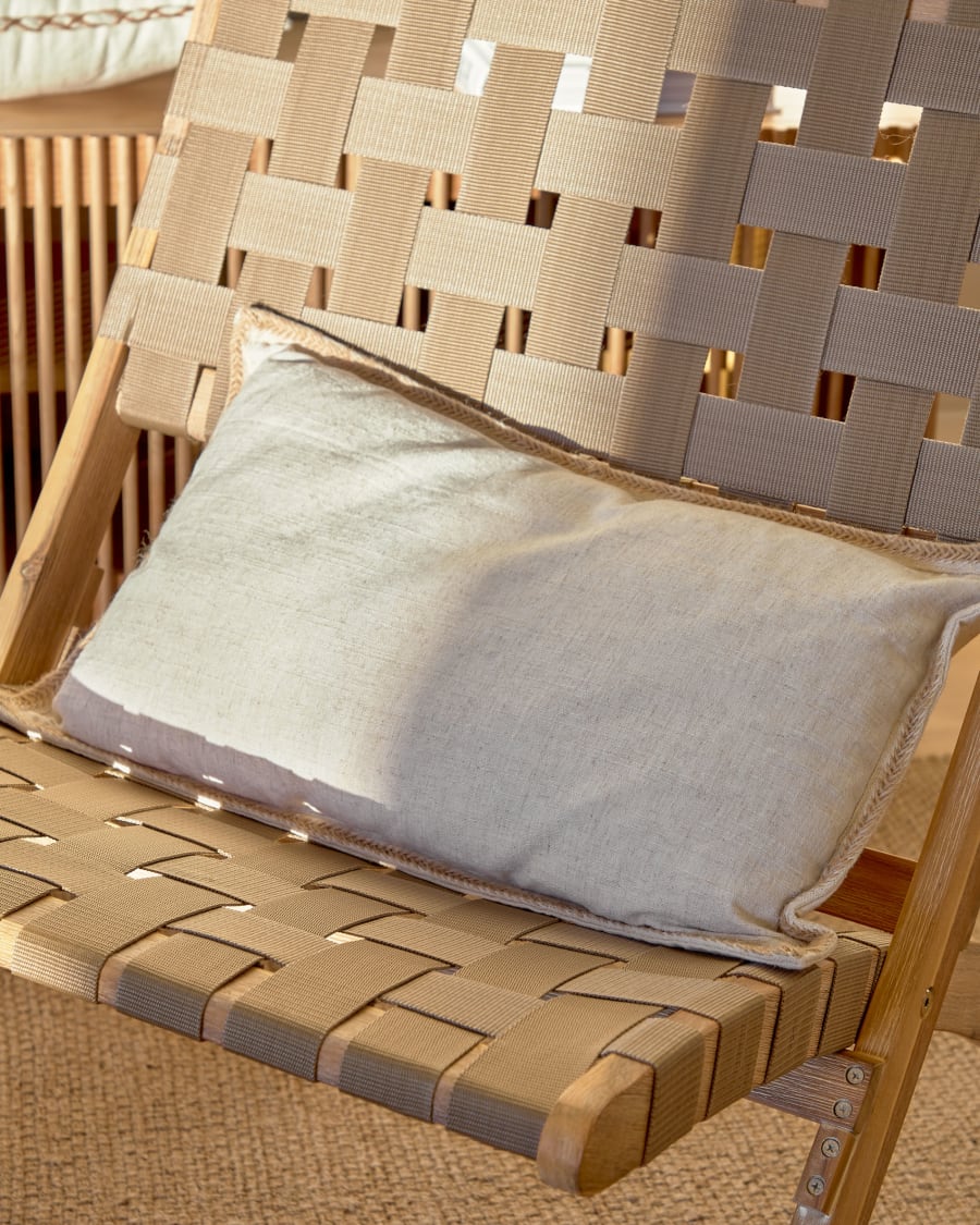 Chabeli acacia wood folding chair in acacia wood and beige cord FSC 100%