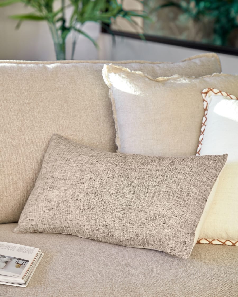 Casilda linen and cotton cushion cover in brown 30 x 50 cm