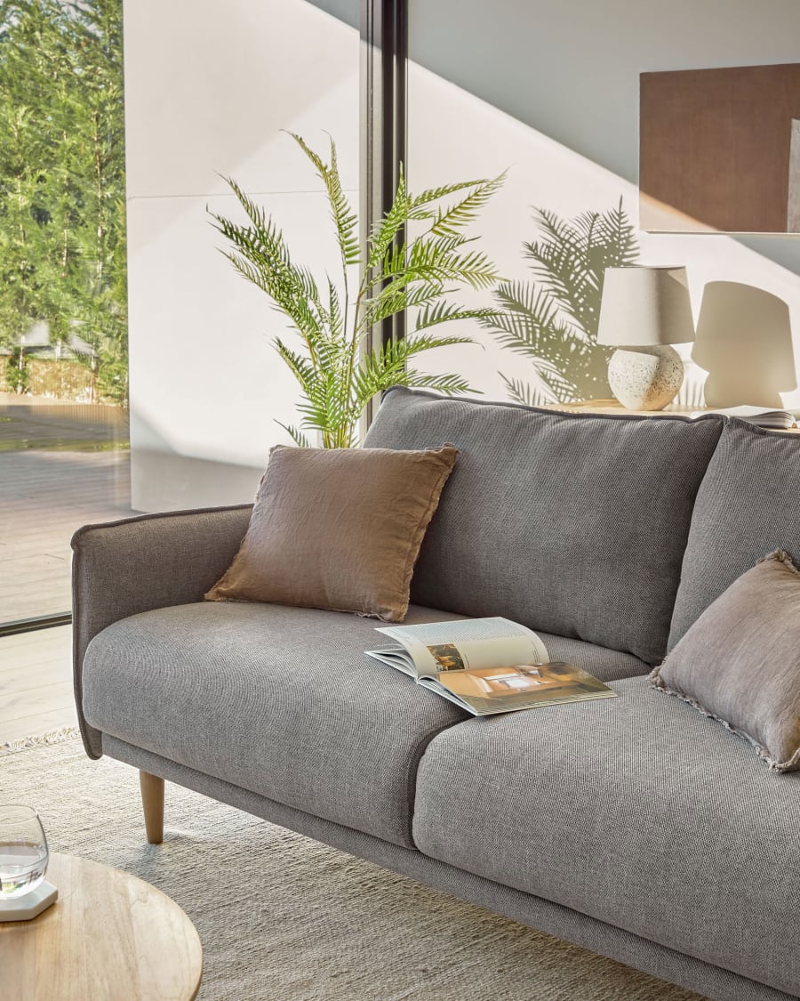 3 seater Carlota sofa in grey, 213cm