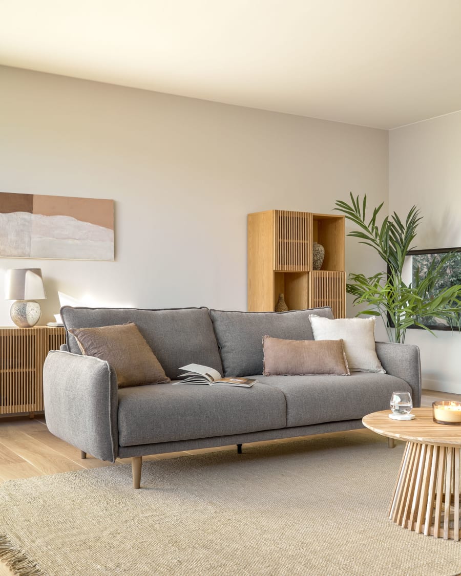3 seater Carlota sofa in grey, 213cm