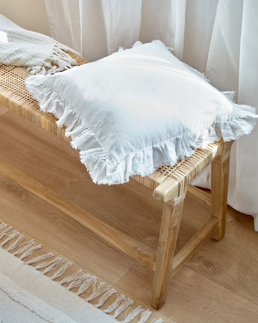 Nacha cotton and linen cushion cover in white 45 x 45 cm