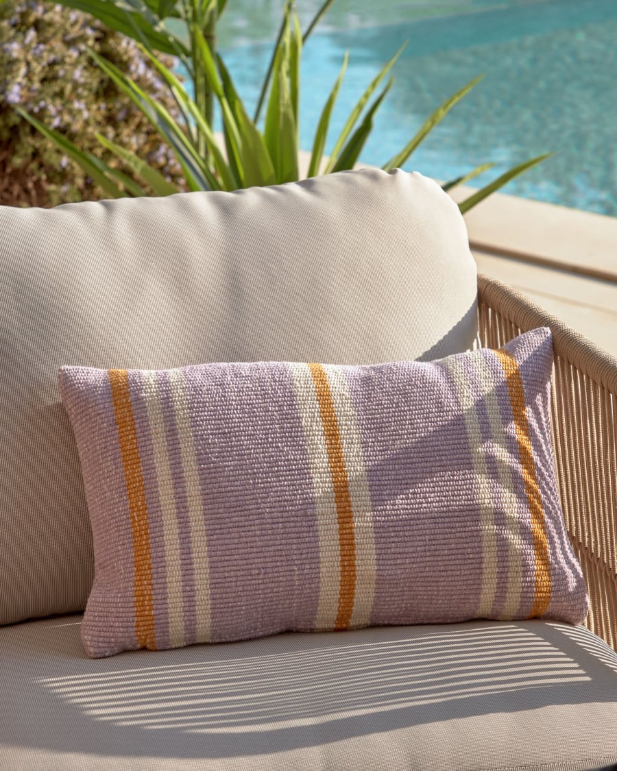 Marilina cushion cover 100% cotton in purple and multicoloured stripes 30 x 50 cm