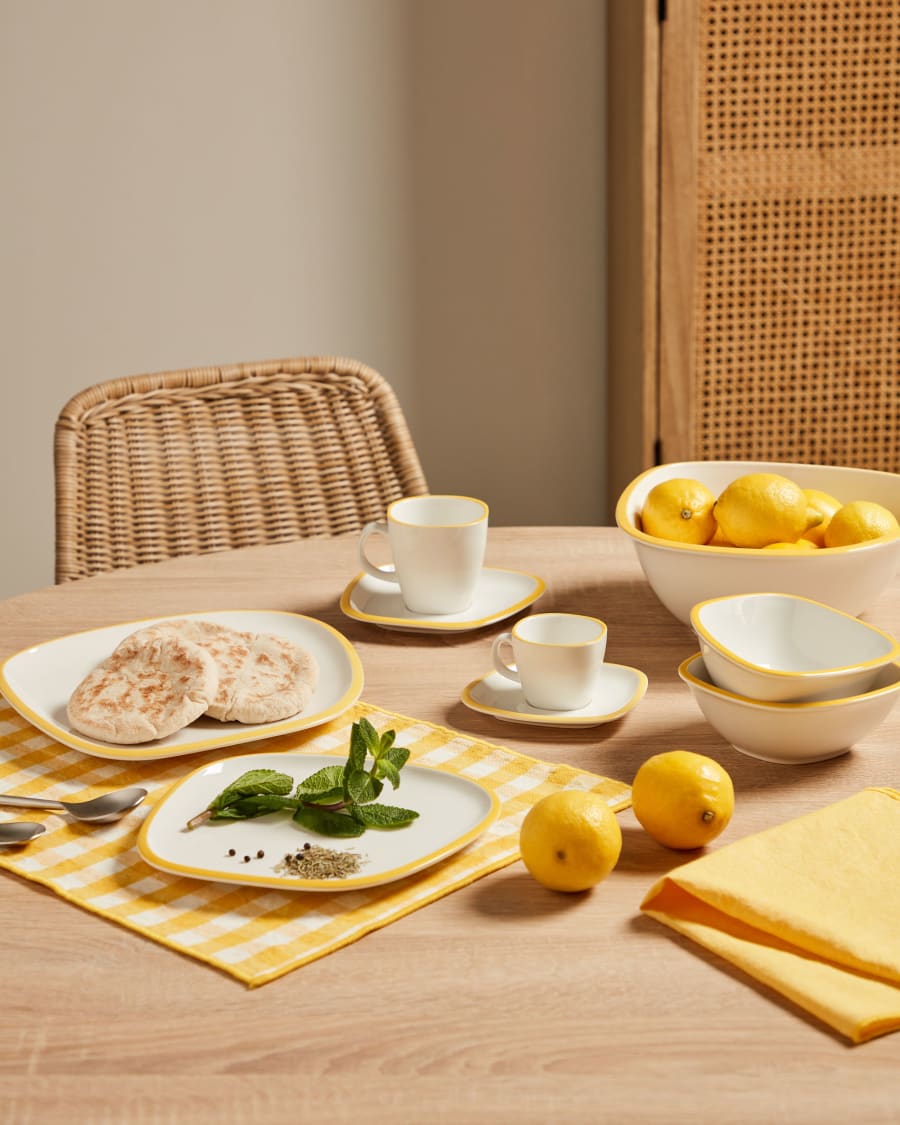 Odalin porcelain dinner plate in yellow and white