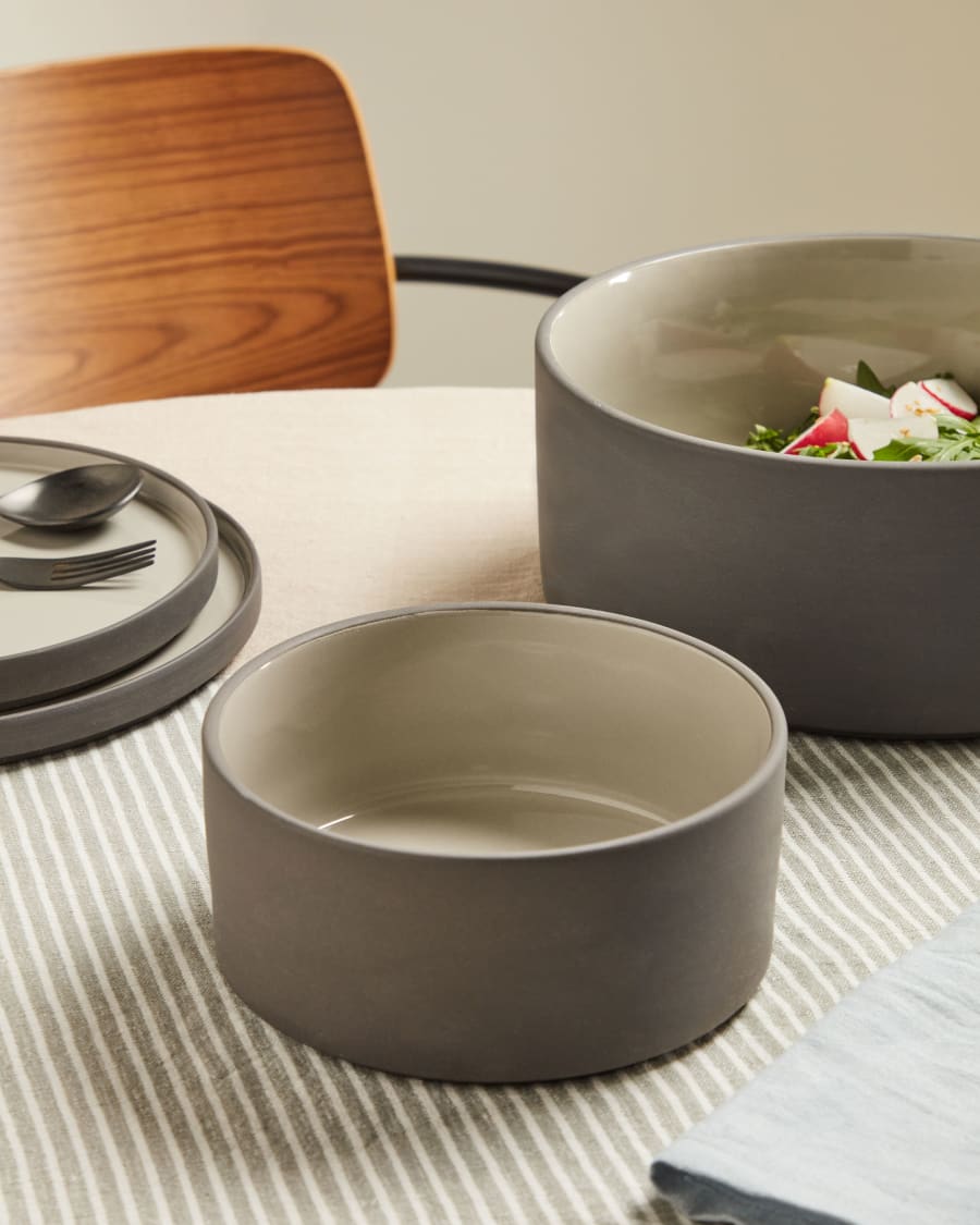 Thianela small porcelain bowl in grey