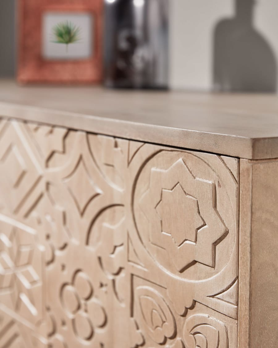 Seleb solid mango wood TV stand with 2 doors, 160 x 56 cm