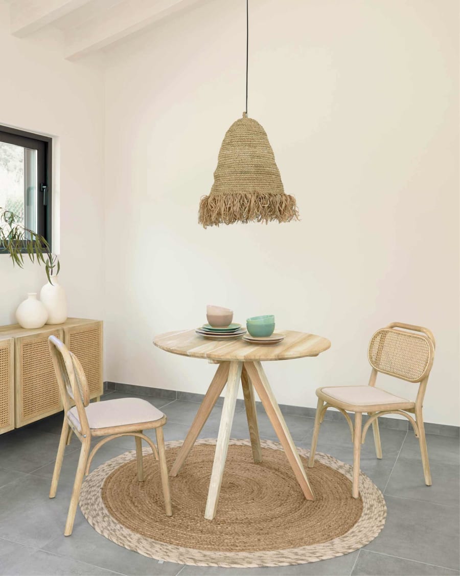 Maial round solid teak wood table, 90 cm